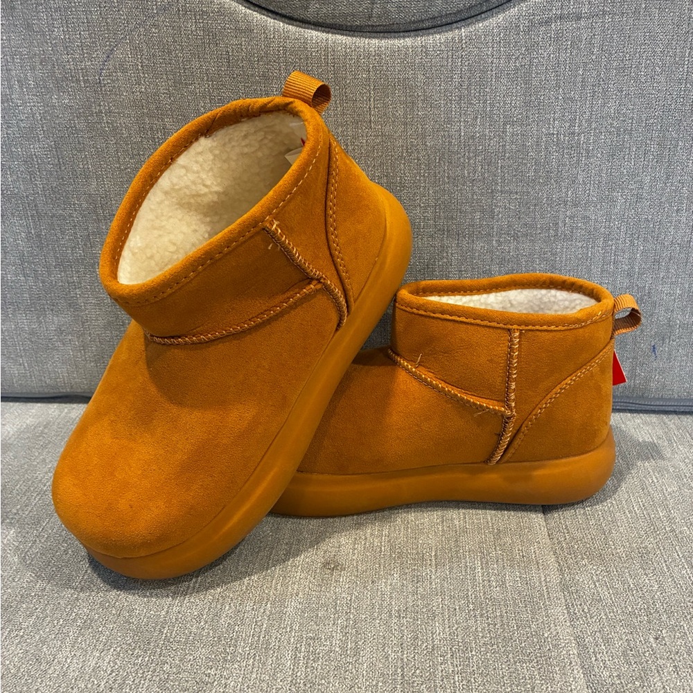 Cozy Orange Suede Ankle Boots
